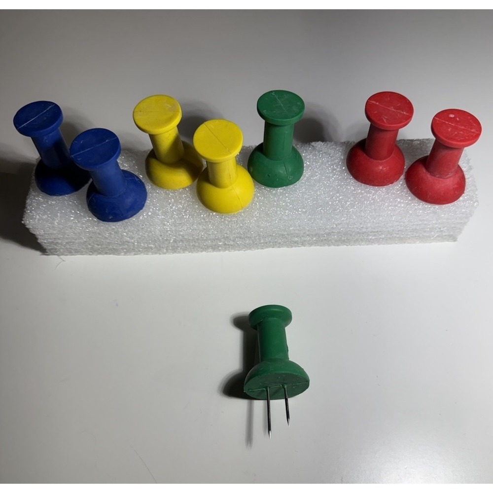 Vintage Corn On The Cob Holders Push Pin Set of 8 Colorful Rubber Handles BBQ